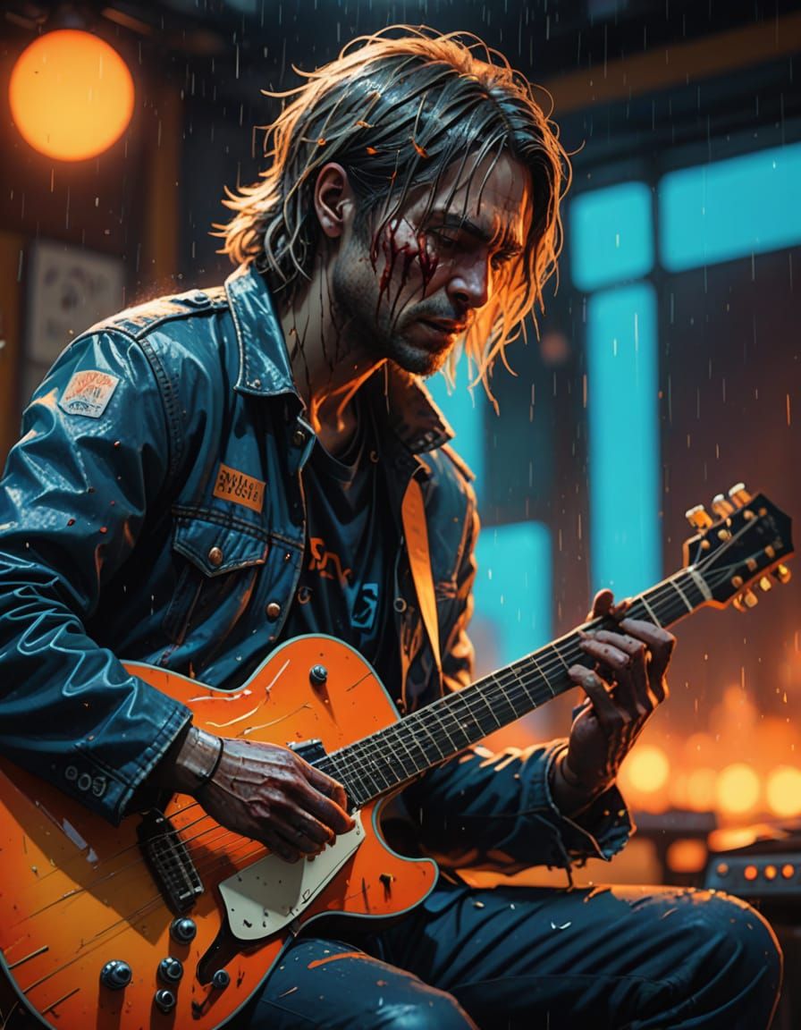 Surreal Guitarist Plays Last Note in a Gush of Blood