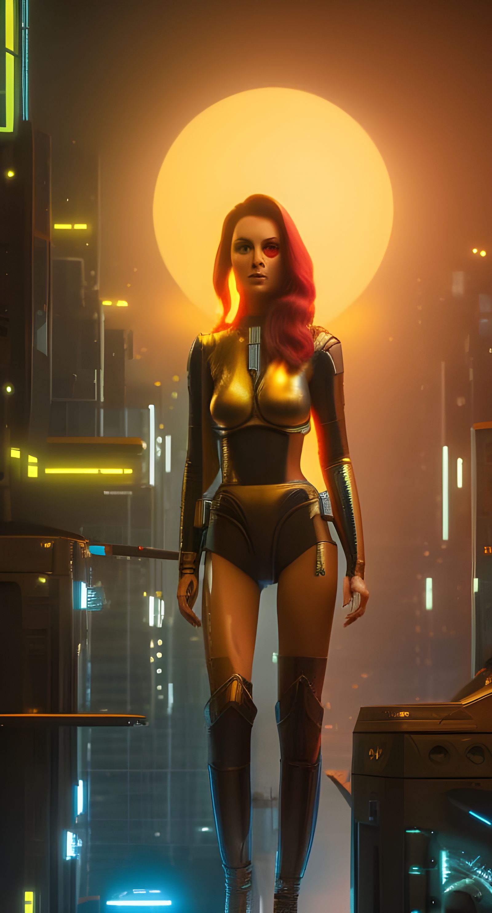 Detailed Cyberpunk Portrait of a Smiling Cybergirl