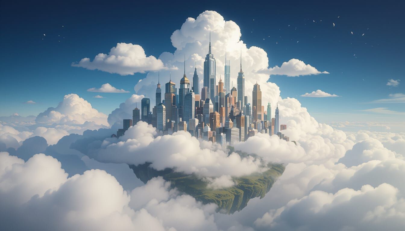 Ethereal Cloud Cityscape Above the Landscape