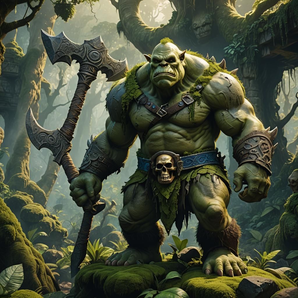 Ogre Warrior in Mystical Jungle Ruins