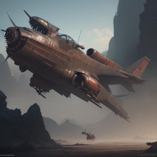 Dramatic Dogfight in Detailed Matte Painting Style