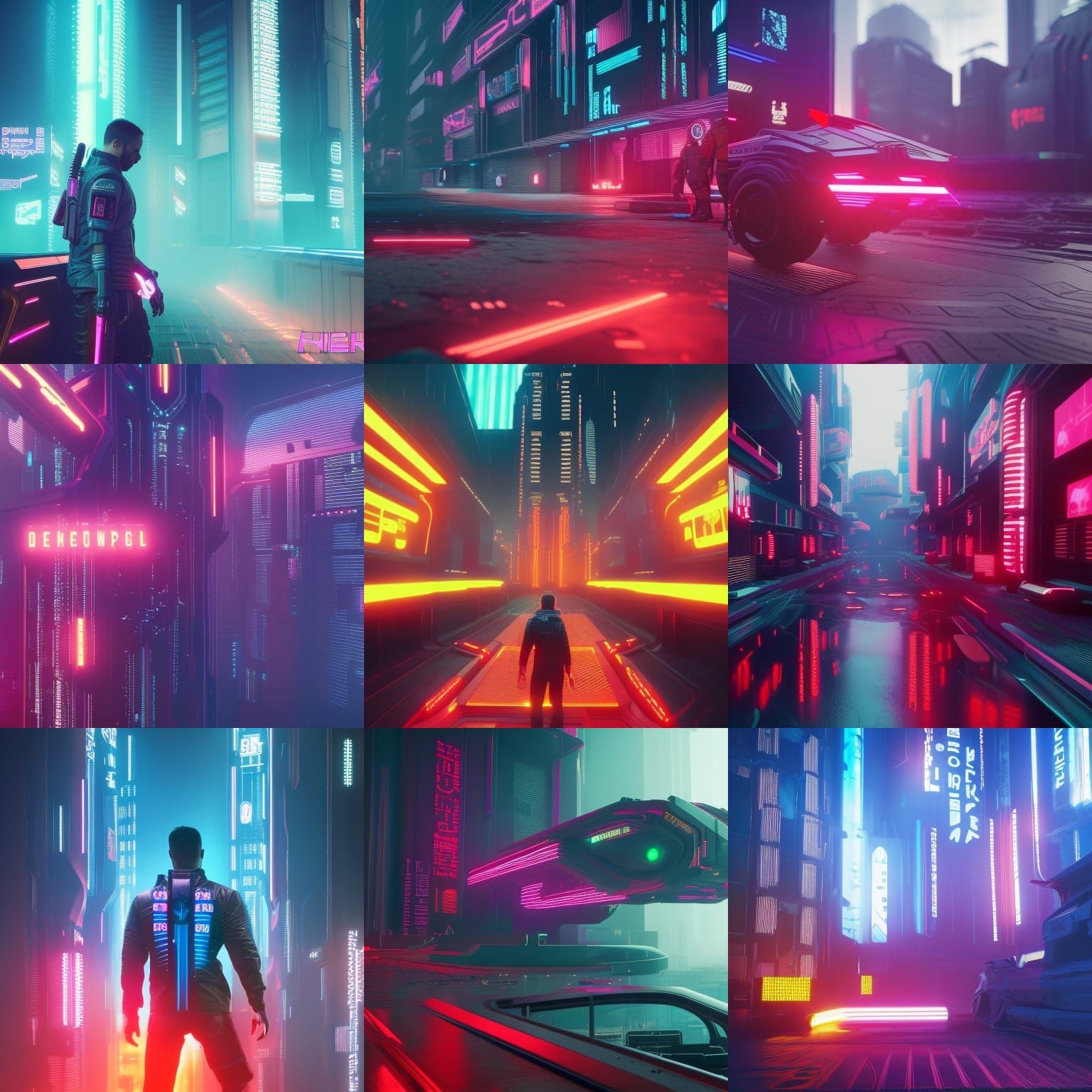 Cyberpunk Hellscape with Neon and Mech Details