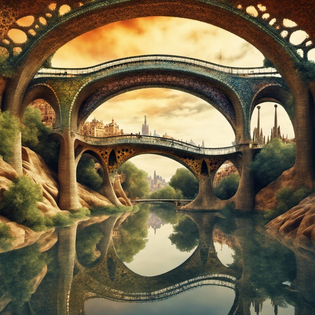 Gaudí-Inspired Bridge Over the River of Time