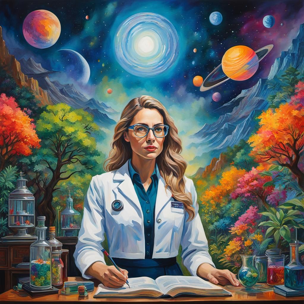 Empowerment: Young Scientist in Impressionist Gouache Style