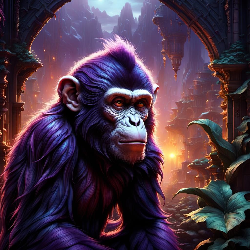Cinematic Crackhead Monkey in Dark Fantasy Style