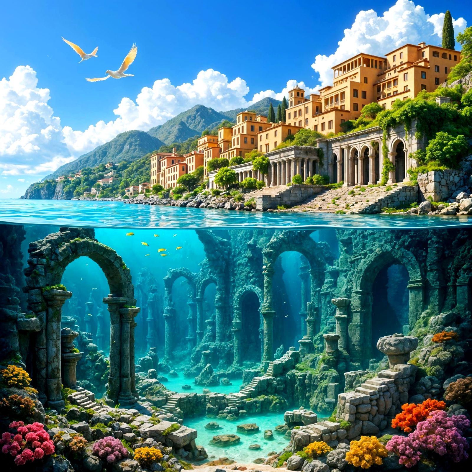 ancient underwater temple
