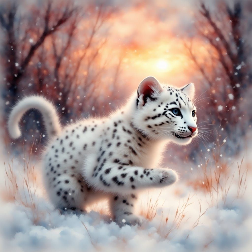 <lora:Antique Watercolor 2:1.1>
Baby white snow leopard in t...