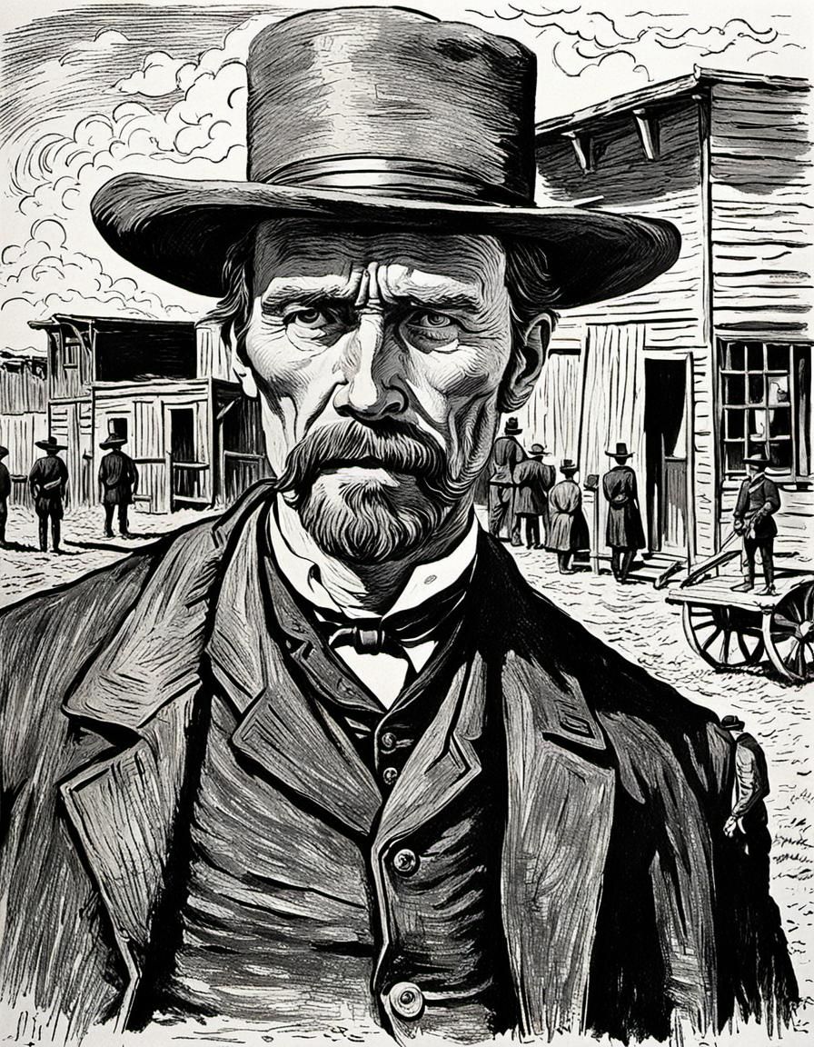 Wyatt Earp at OK Corral in Van Gogh Style