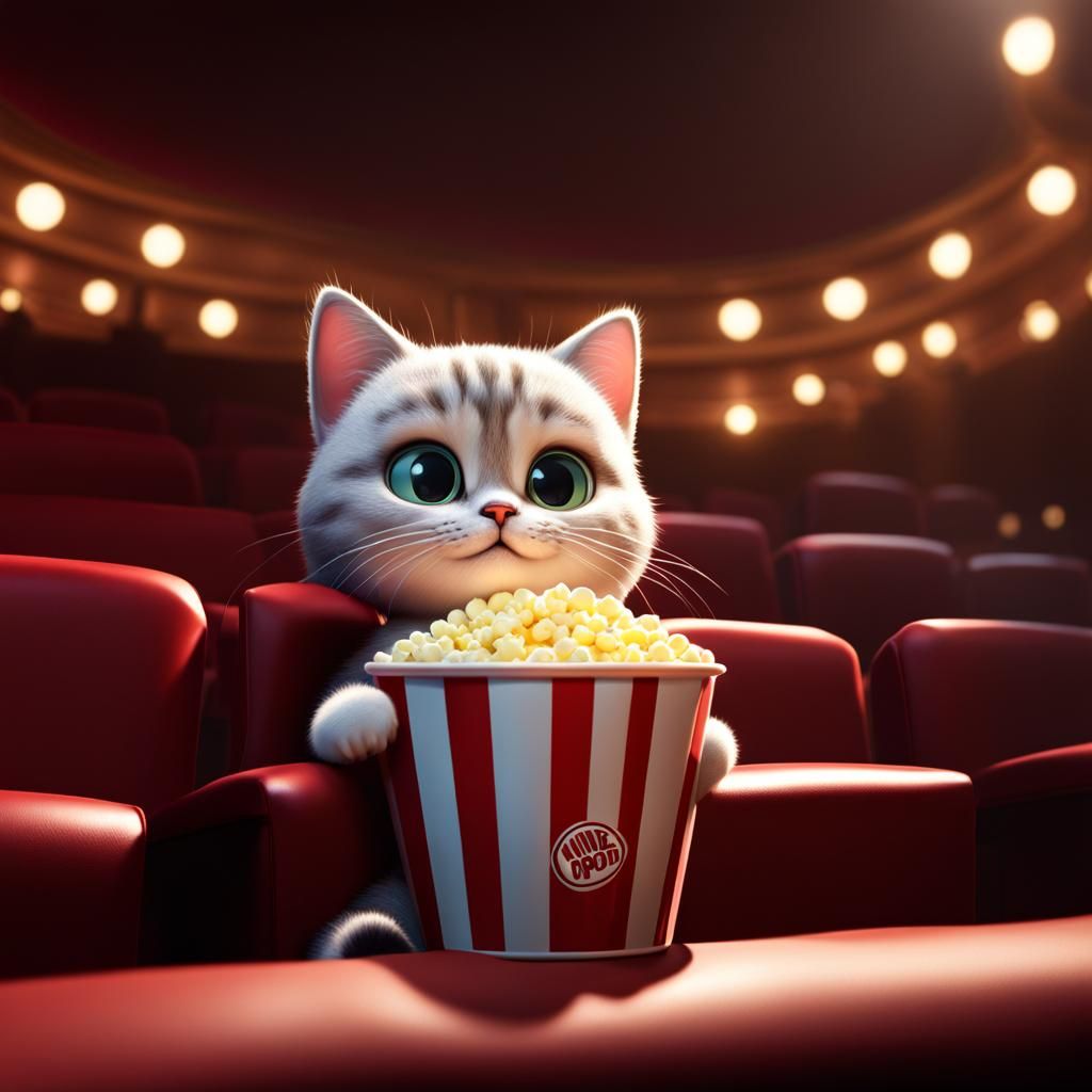Cat at the Cinema: A Digital Art Piece