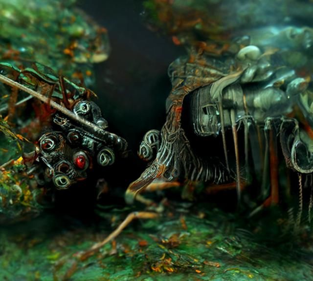 Steampunk Mushroom Octopus in Alien Ruins
