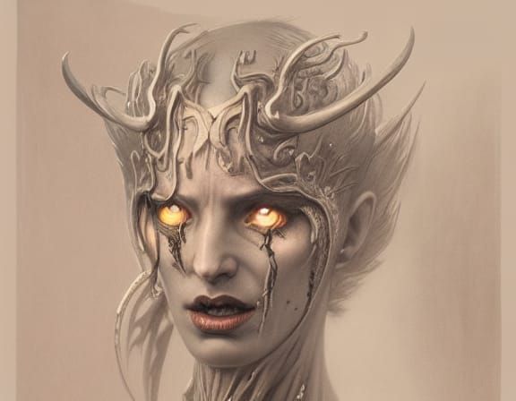 Dark Death Demon: Hyperdetailed Charcoal Portrait