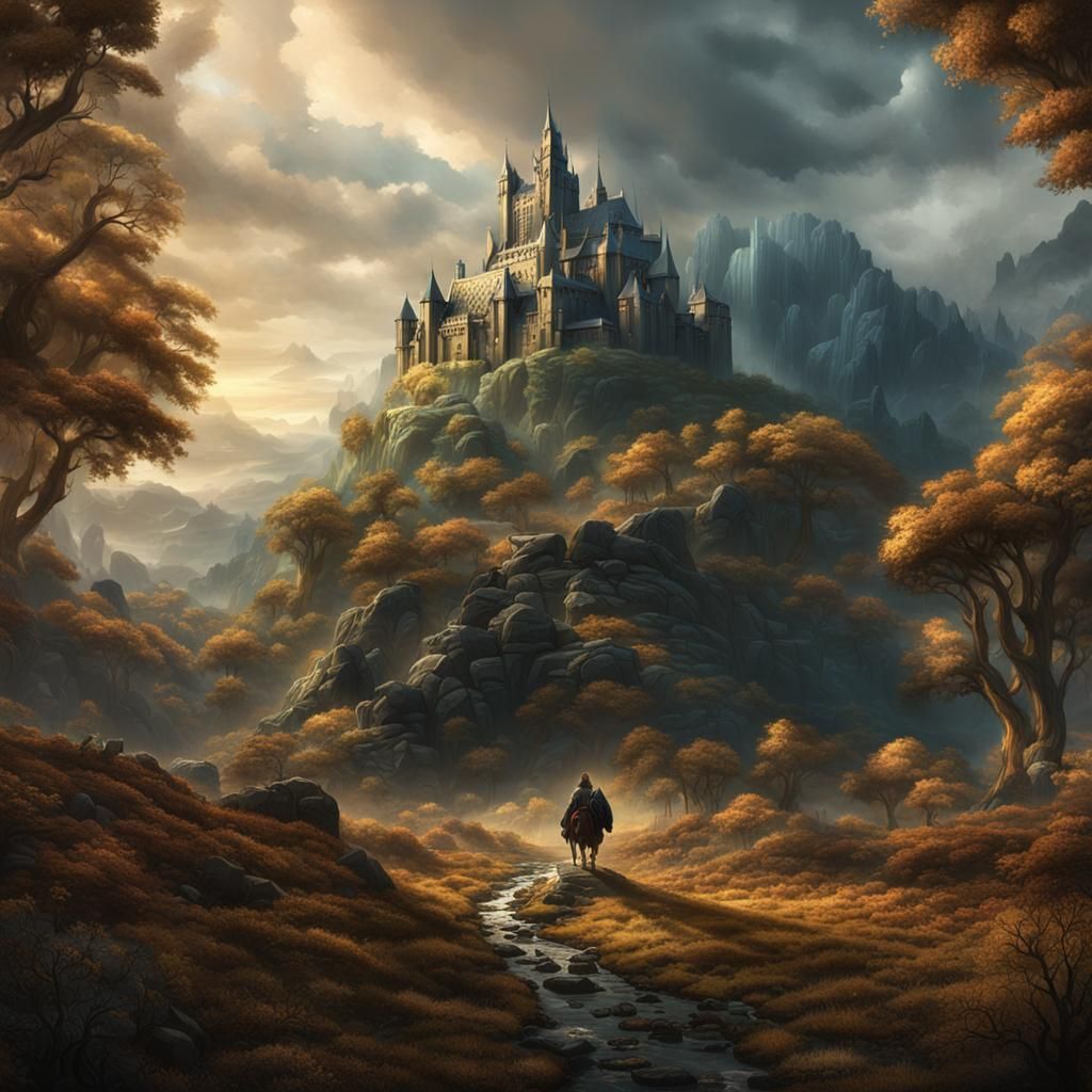 Frodo-like Figure on a Quest: Fantasy Concept Art