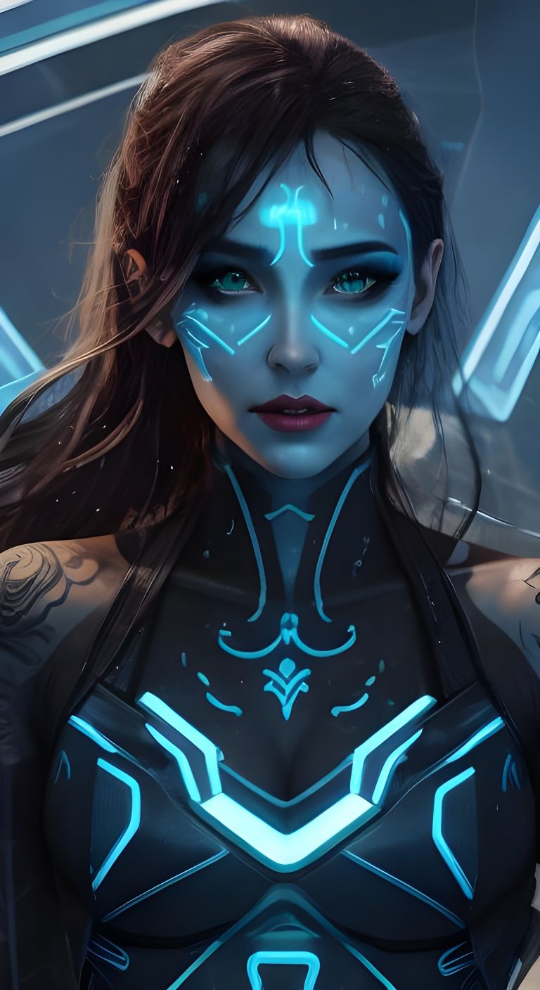 Tron Girl Portrait in Hyperrealistic Detail
