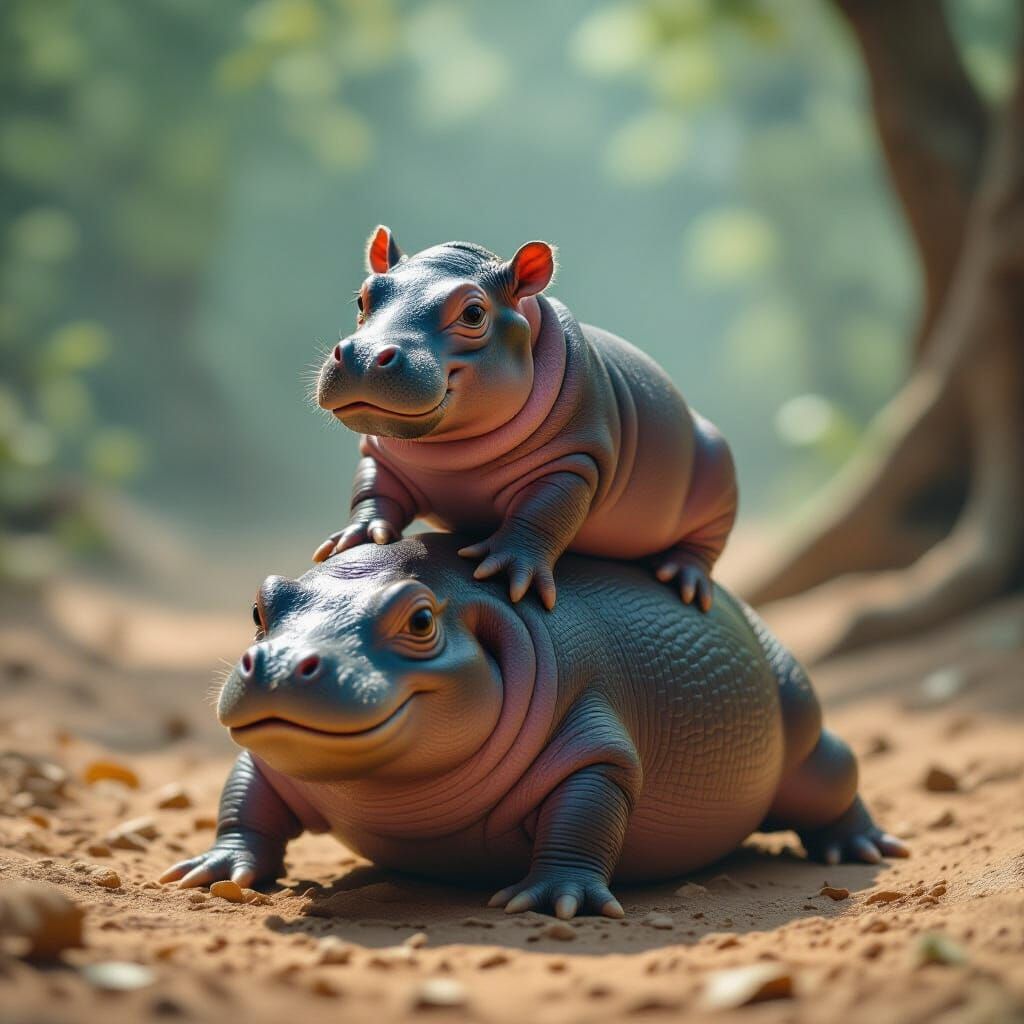 Baby Hippo on Fantastical Creature - Cinematic Film Still