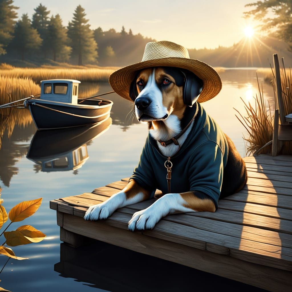 Country Boy Sleeps on Dock in Golden Morning Light