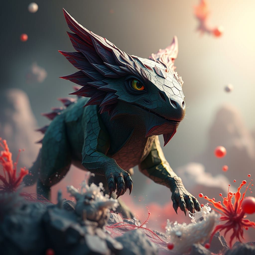 Cube-Shaped Creatures in Vibrant Fantasy Worlds