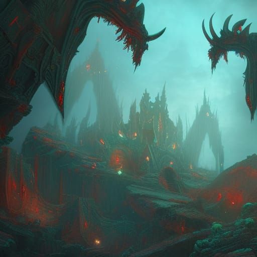 Weirdcore Demon in Detailed Matte Painting