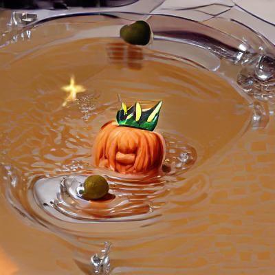 Whimsical Pumpkin Royalty Sipping a Martini
