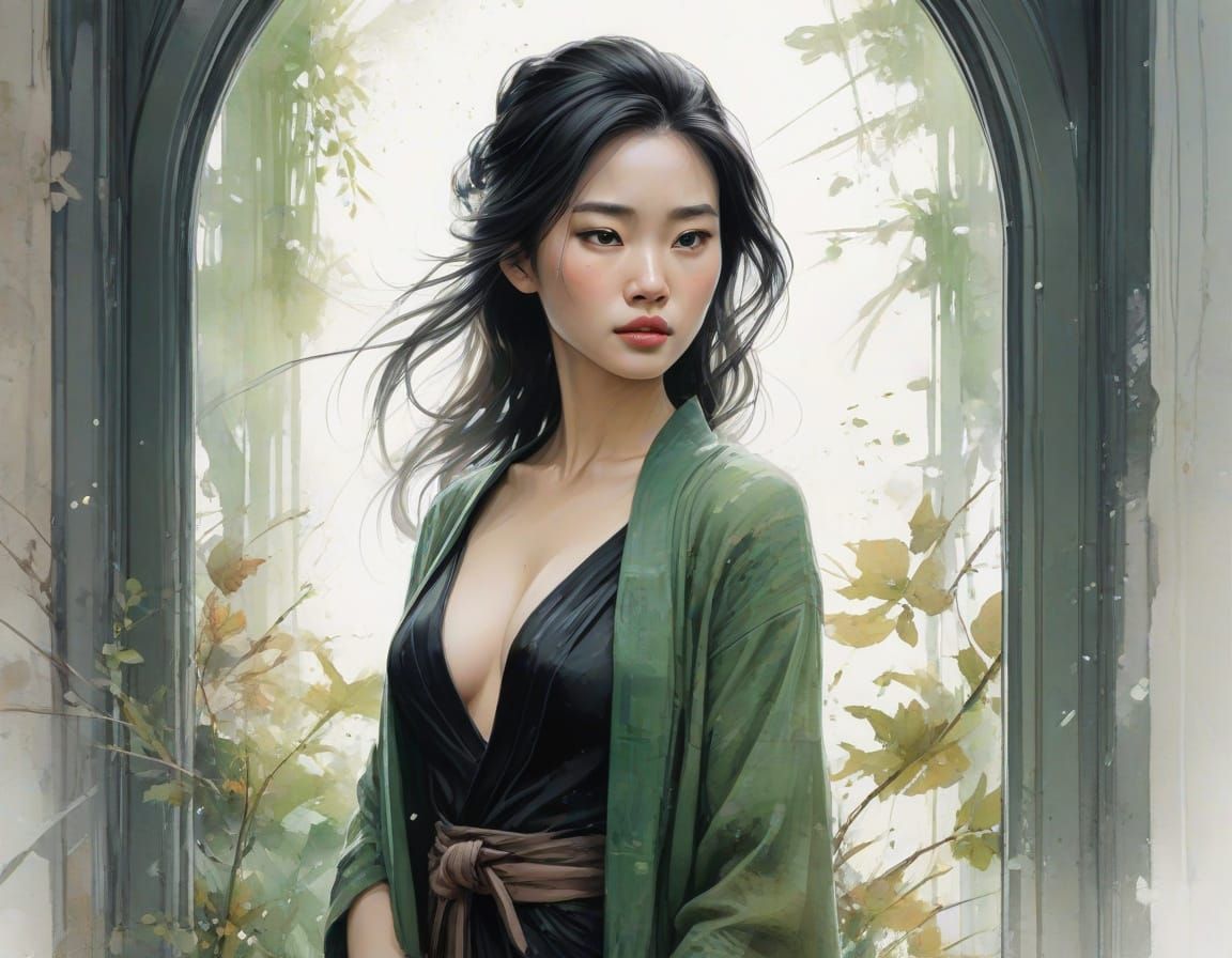 Ethereal Mulan in Whimsical Watercolour Style