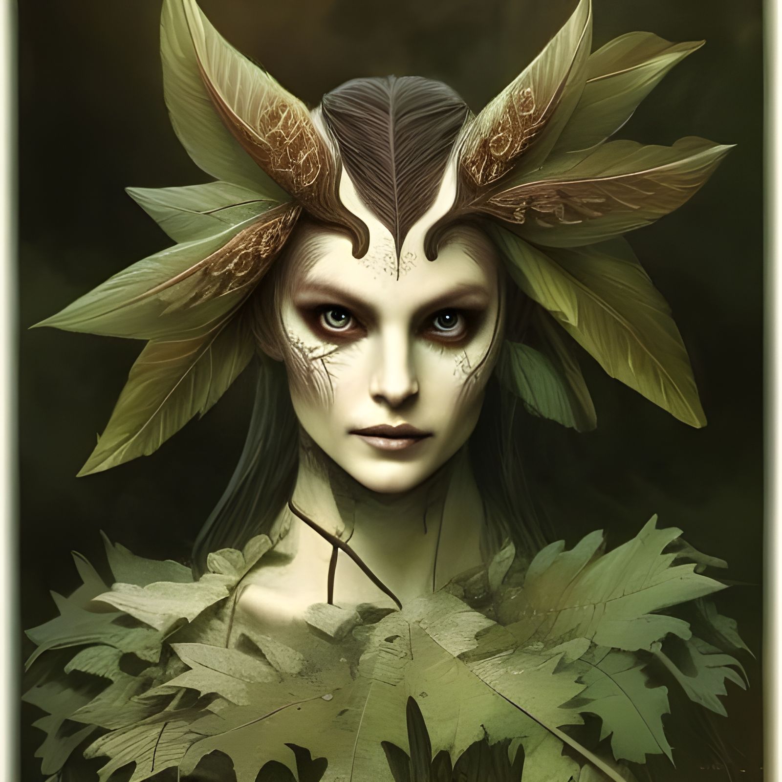 Ethereal Wood Elf Portrait in Fantasy Horror Style