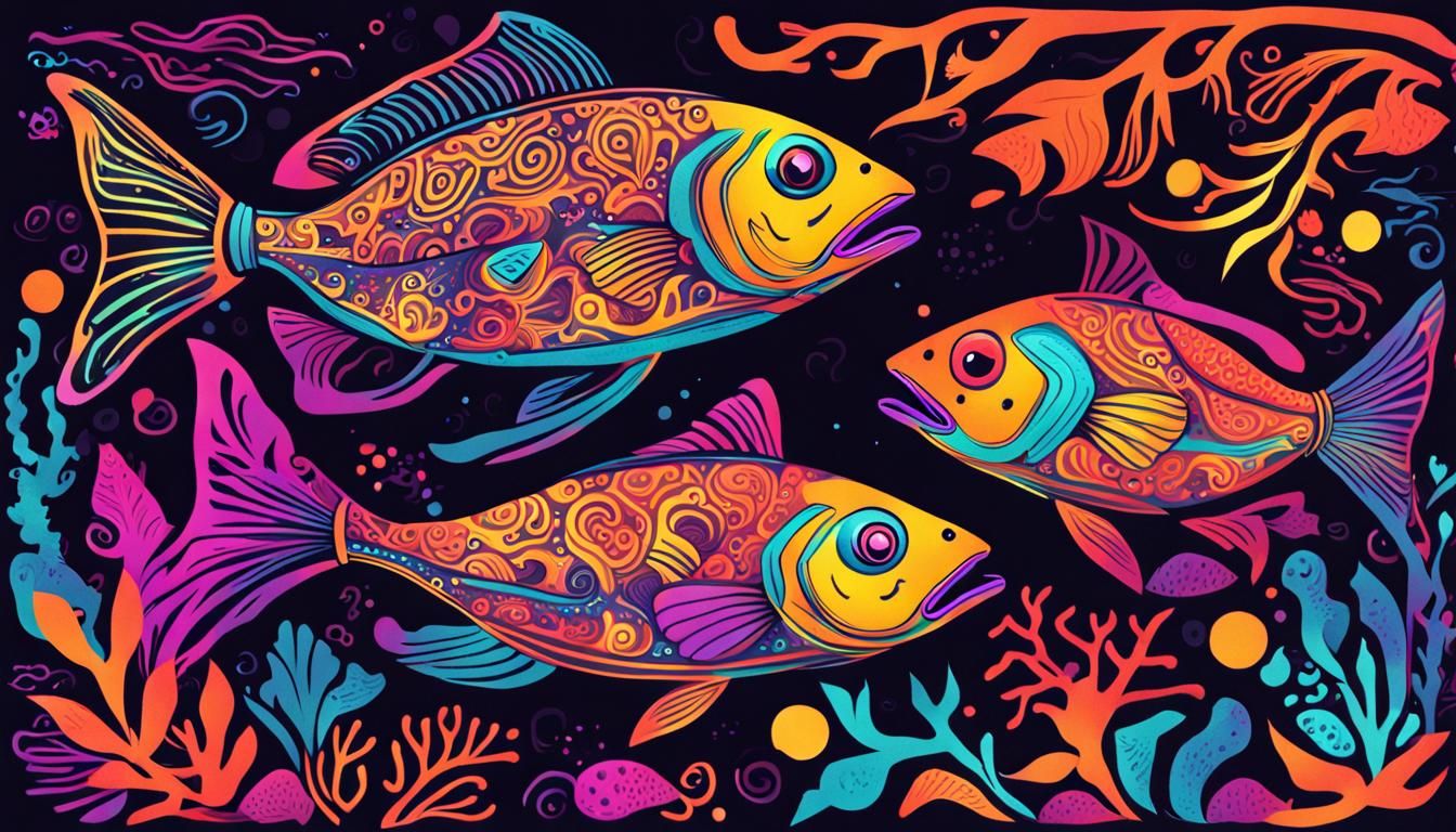 Blacklight Typographic Fish Illustration