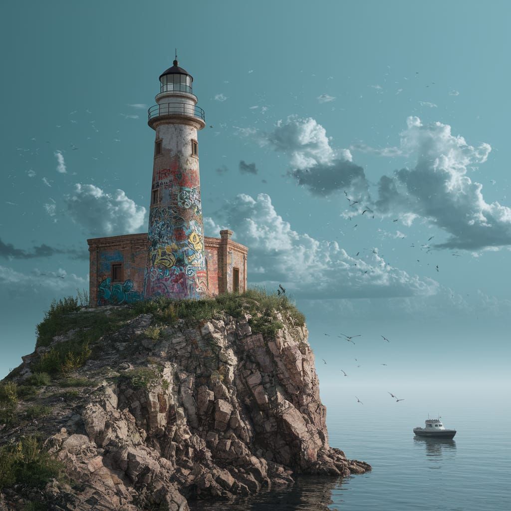 Graffiti Lighthouse on Sardinian Coast