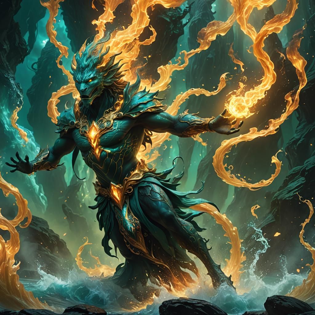 Elemental Creature Levitating in Eerie Realism