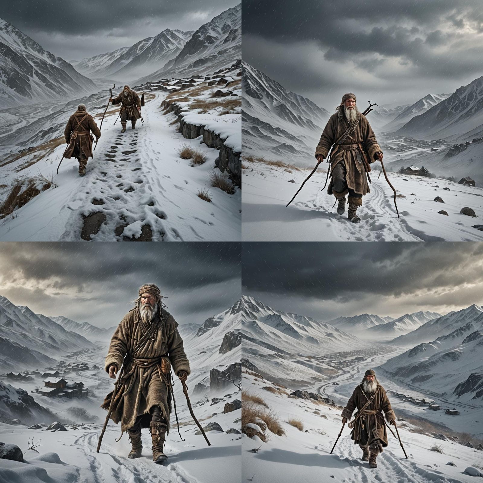 Ötzi Doppelganger Walks Through Blizzard: Matte Painting