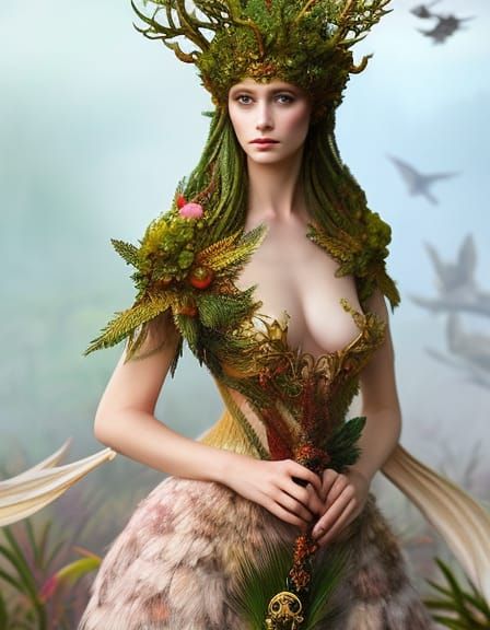 Woman in Mycelium Network with Forest Exposure