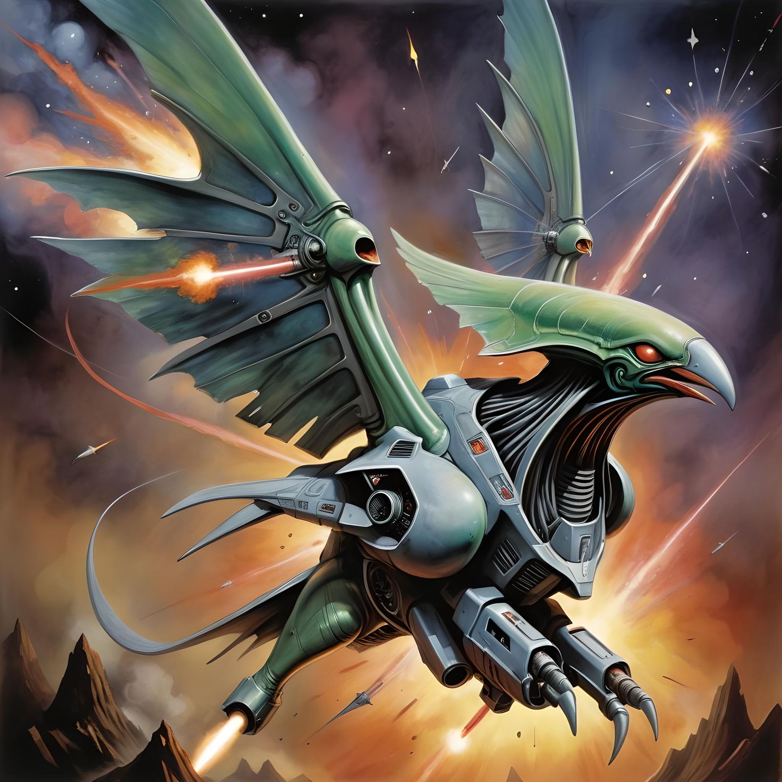Klingon Bird of Prey in a Brian Froud Style