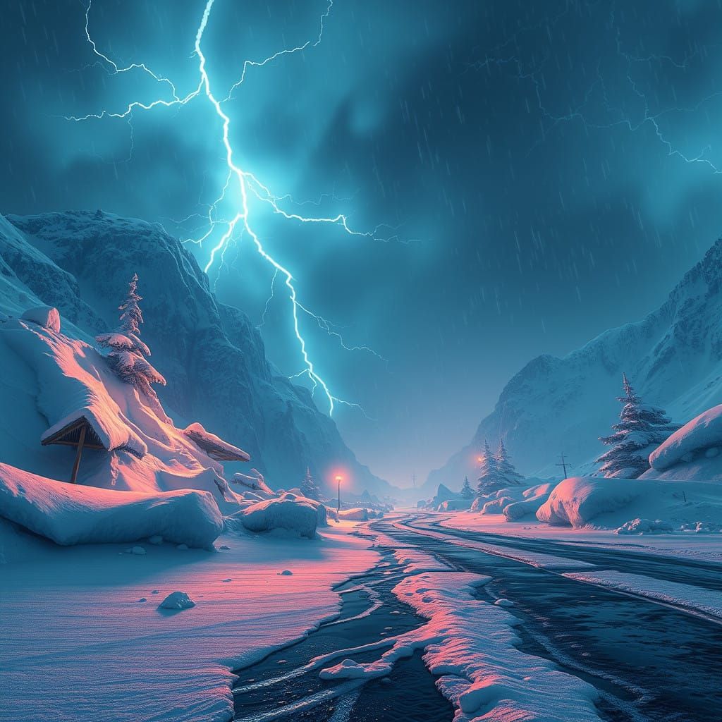 Ethereal Stormscape in Deep Winter Wonderland