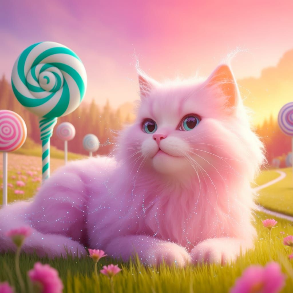 Pastel Paradise Cat in Candyland