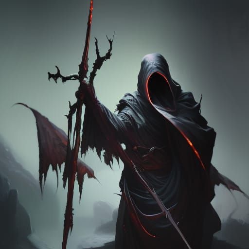 Grim Reaper Duality in Eldritch Ukiyo-e Style