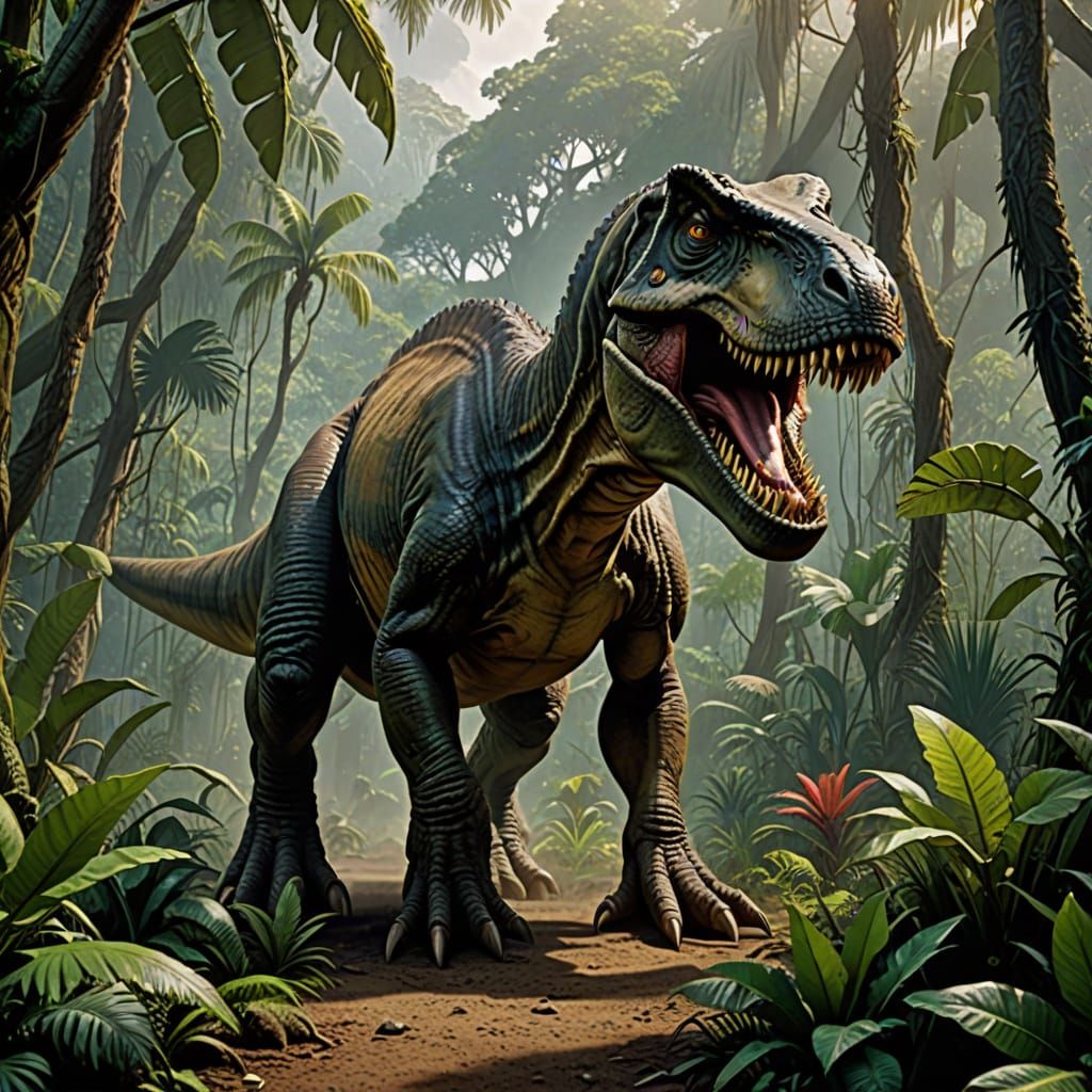 Tyrannosaurus Rex Roams the Jungle