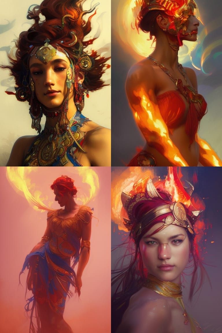 Fire Dancer Portrait in Hyperdetailed Lighting