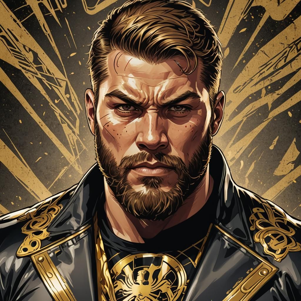 Wrestler Portrait in Comic Book Art Style