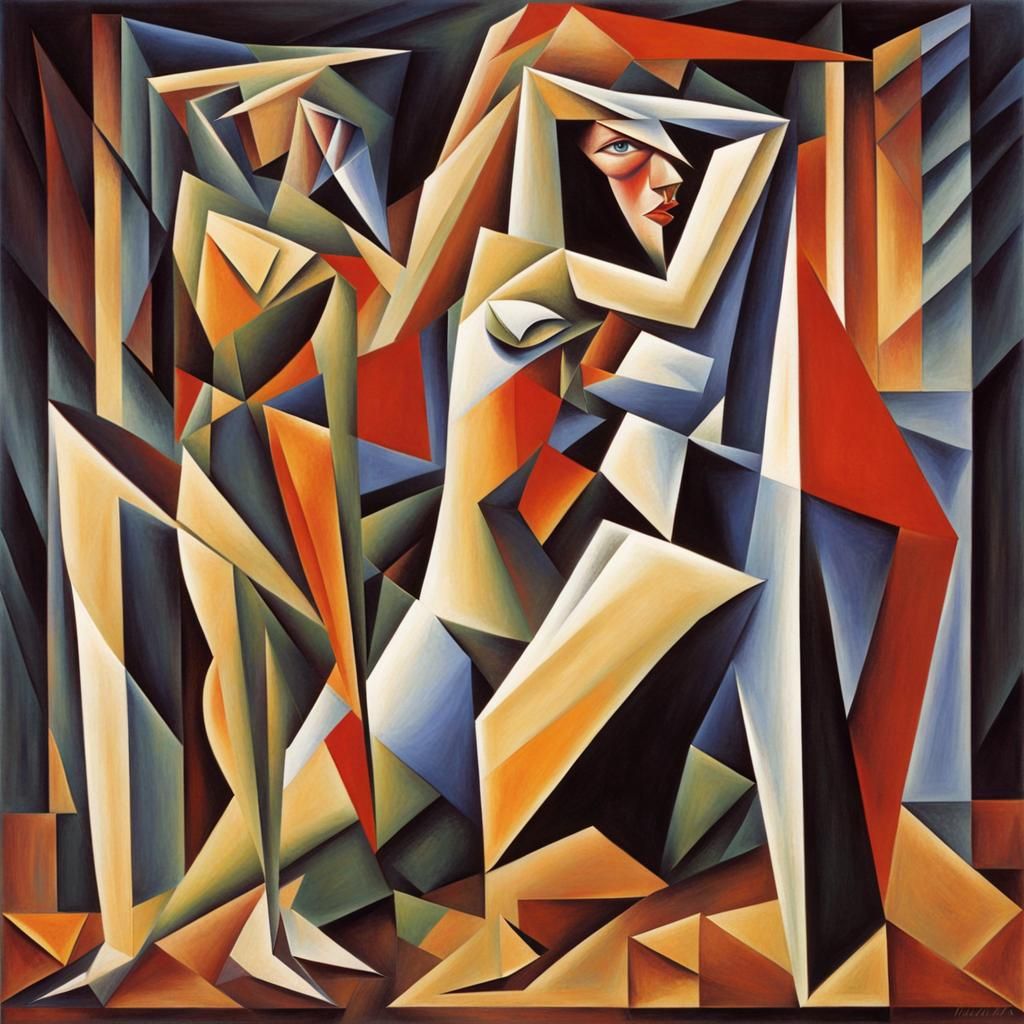 Abstract Cubism Image of Fear