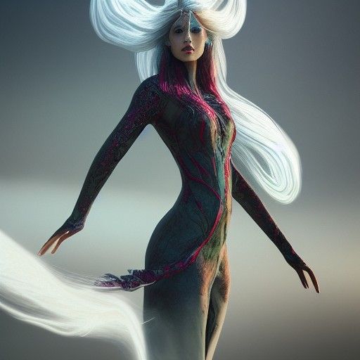 Levitating Hydra Woman: Detailed Fantasy Concept Art