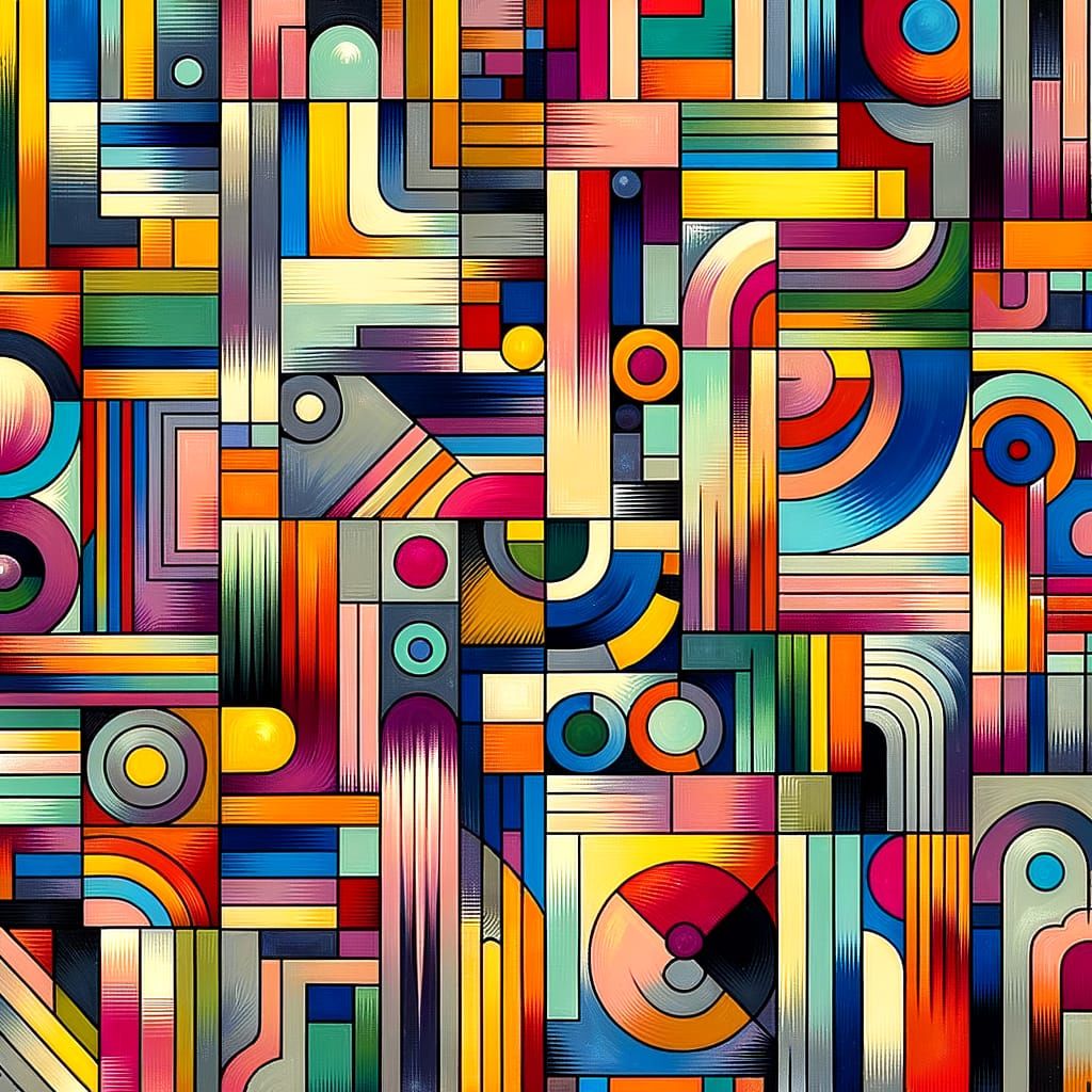 Abstract Expressionism and Bauhaus Inspired Seamless Pattern