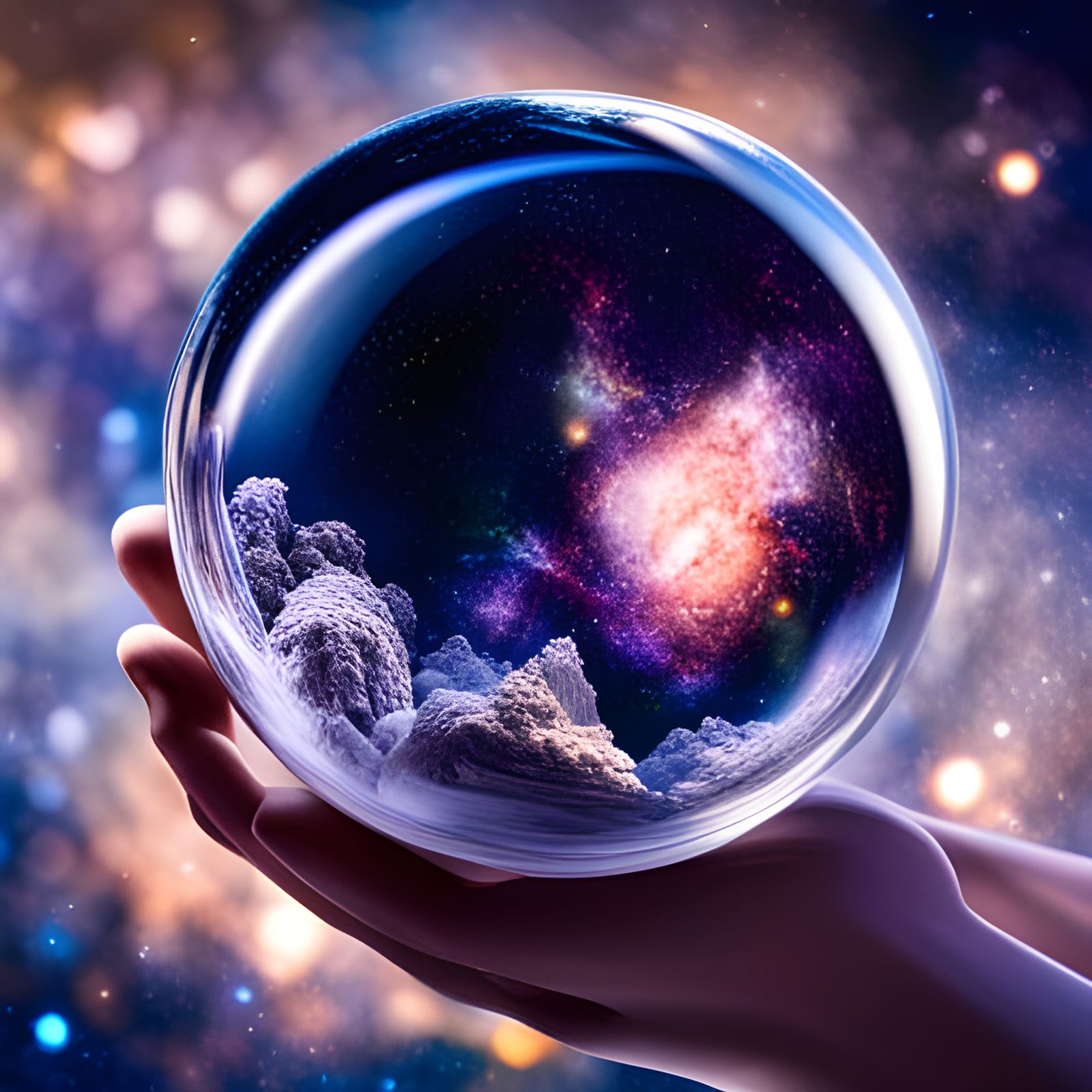 Universe in Snowglobe: Hyperrealistic Digital Art