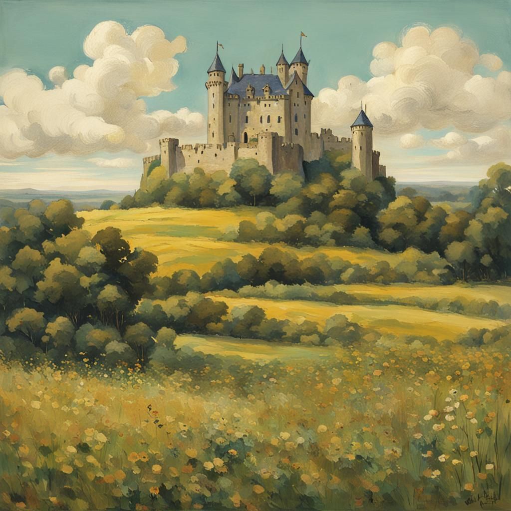 Castle in a Field: AI Generated Landscape
