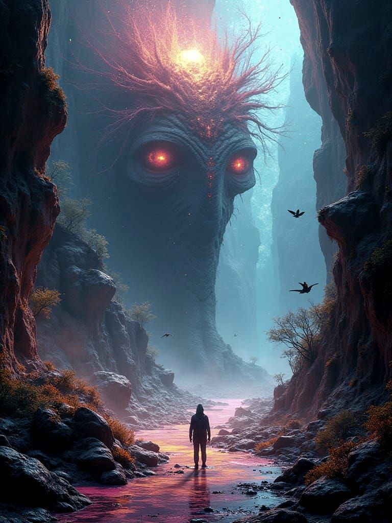 Ethereal Dreamscapes in Mythpunk Minimalism Style