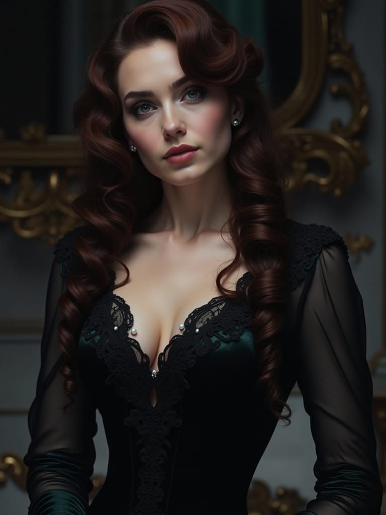 Elegant Victorian Goddess in Lavish Opulence