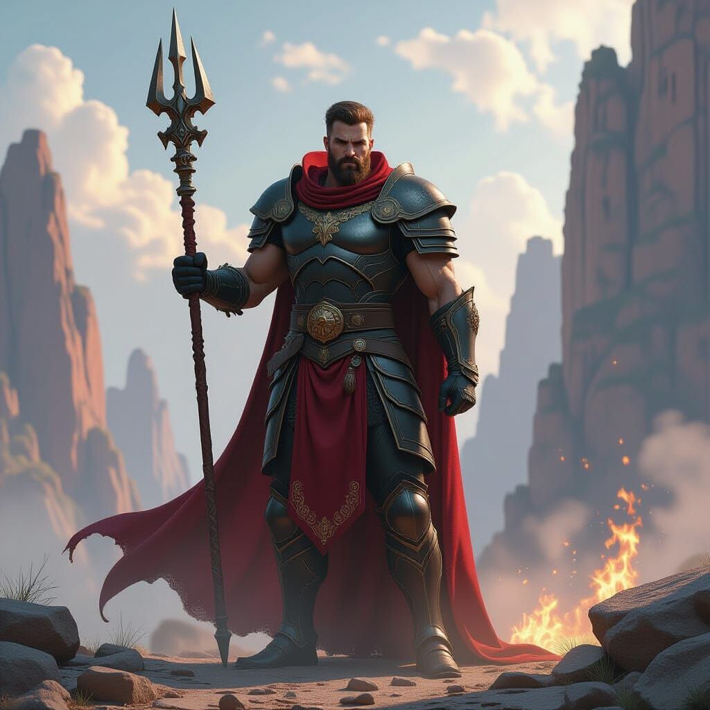 Legendary Hero in Fantastical Atmosphere