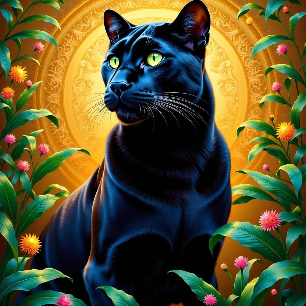 Black Panther in Jungle Utopia, Magical Realism Style