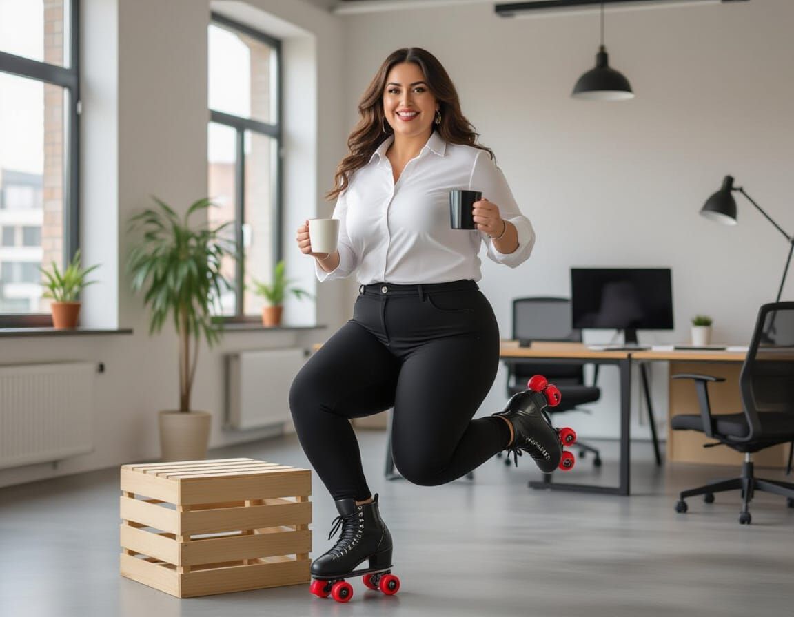 Egyptian Woman on Roller Skates as Oil Painting
