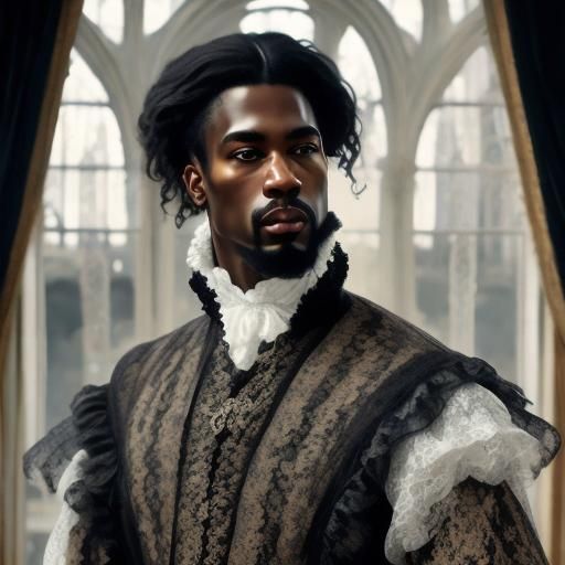 Renaissance Victorian Oil Painting of Black Man