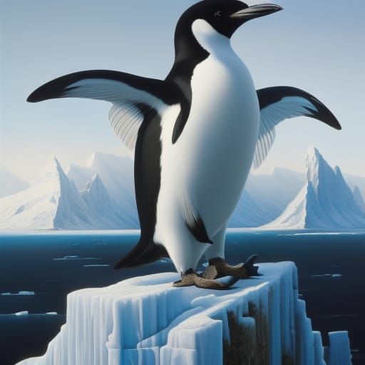 Majestic Penguin on Iceberg: Award-Winning Wildlife Art