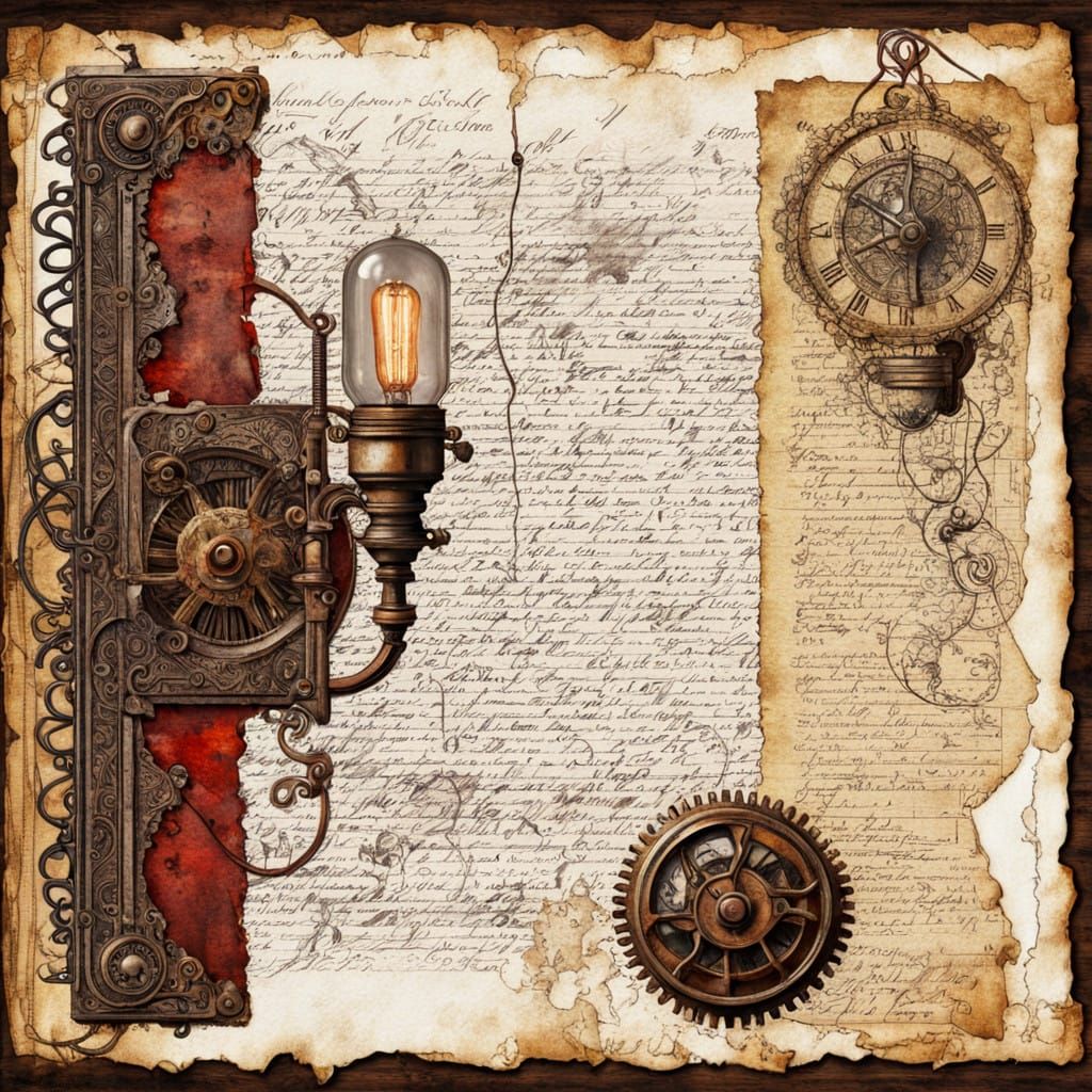 Vintage Steampunk Page with Distressed Details