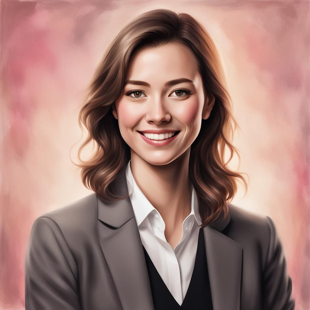 Vibrant Digital Portrait of a Confident Woman in Professiona...